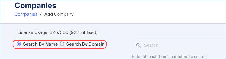 Add Company search options